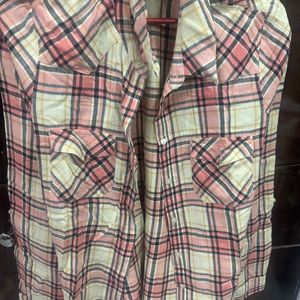 Peach Check Trendy Shirt