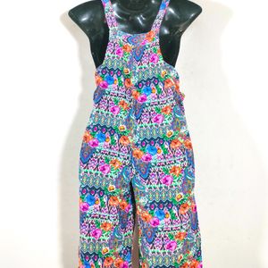 Multi Colour Floral Printed Dungrees (Girl's)