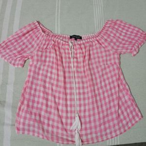 Pink And White  Cotton Top