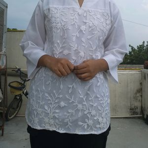 Short White Kurti Top