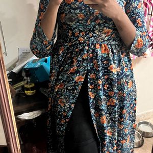 Front Slit Floral Kurthi