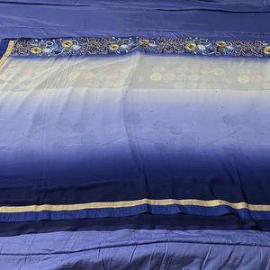 Beautiful Navy Blue Color Saree