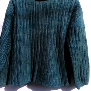 Dual Tone Green Teal Crochet Pullover