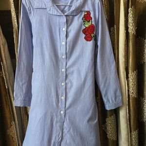 floral embroidered shirt dress