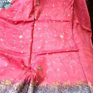 Silk Embroidered Saree With Stitched Blouse