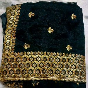 PRICE DROP✨Black And Golden Work Saree✨💕