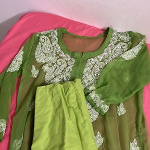 Green Glittery See Thru Kurta