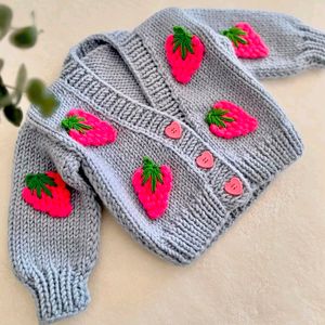 kids grey strawberry cardigan