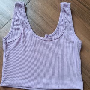 Lavender Tank Top With Denim Shorts Combo .