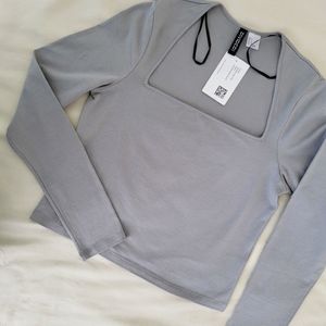 H&M Square Neck Grey Top/ SIZE-S