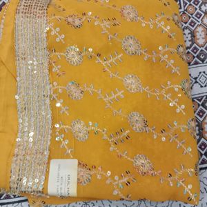 Yellow Sicquene Saree