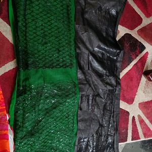 Black And Green Work Saree