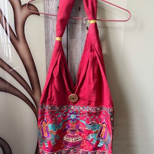 Royal Red Hand embroidered Bag