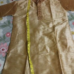 Golden Colour Kurta Pyjama Set For Boys