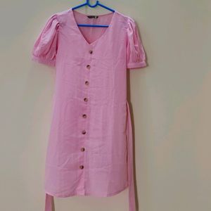 Pink Baloon Sleeve Dress