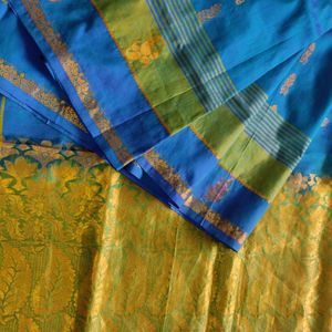 Blue And Green Silk Saree