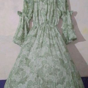 Green And White Frock