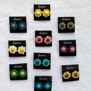 Crochet Handmade Flower Stud Earrings