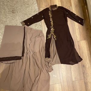 PARTY WEAR WOMENS SET DARK BROWN