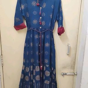 Blue And Golden Kurti Women