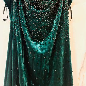 Bottle Green Velvet Gown