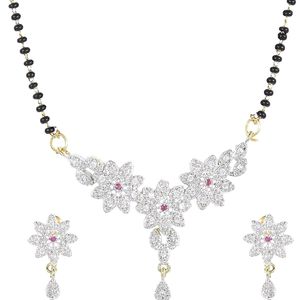 Staylish Beautiful Diamond Cut Mangalsutra With Earrings