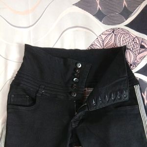 Hight Waisted Matt black Jeans