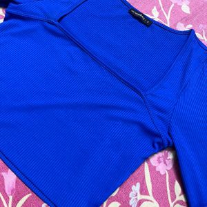 Royal Blue Square Neck Ribbed Top