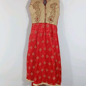 Red Embroidered Kurta Set (Women)