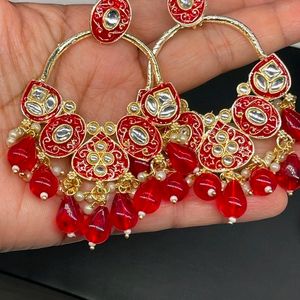 Chand Bali Maroon Earrings