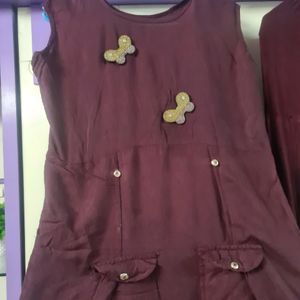 Beautiful Wine Kurta With Leggings