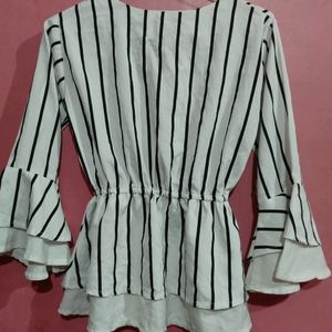 White And Black Stripped Top