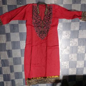 Shiny pink Patch Work Kurtha