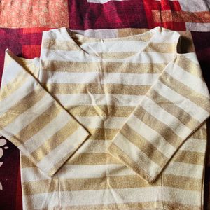 Women Party Wear White Stripped Top