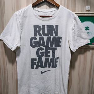 Nike White Athletic Cut Cotton T-Shirt