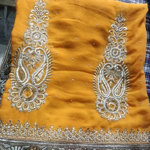 Yellow Dimond Saree With Blouse