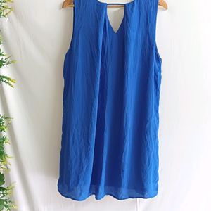 Blue V Neck Shift Dress