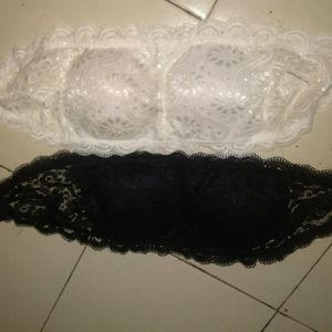 Black ,White Net Bra Combo