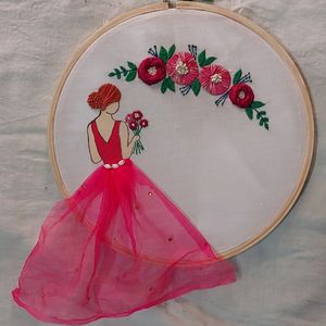 Girly Hand Embroidery Wooden Hoop