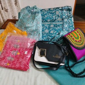 Lehga+2free Kurtis +2free Sling Bag