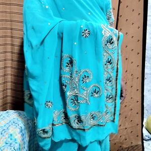 Crepe Satin With Blouse New Condition