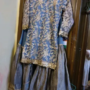 Bluish Grey Sharara Set