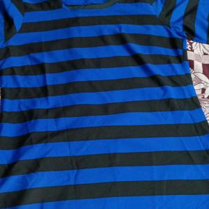 Girls Blue And Black Strip Top