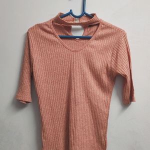 Ribbed Choker Neck Top