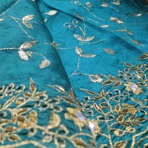 BEAUTIFUL GREEN EMBROIDERY SAREE WITH STONES