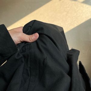 Black Casual Trench Coat