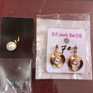 Pearl Pendant & Stone Studded Ear Rings