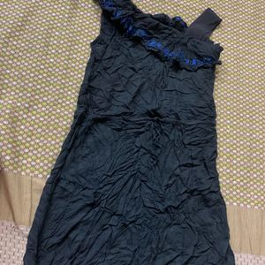 Women Black Cotton Dress Top