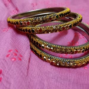 Gold Plated Stone Bangles