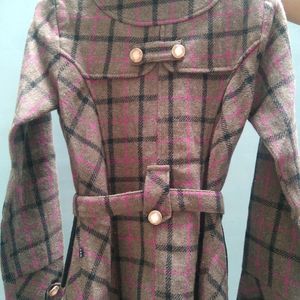 BROWN CHECKERED LONG JACKET